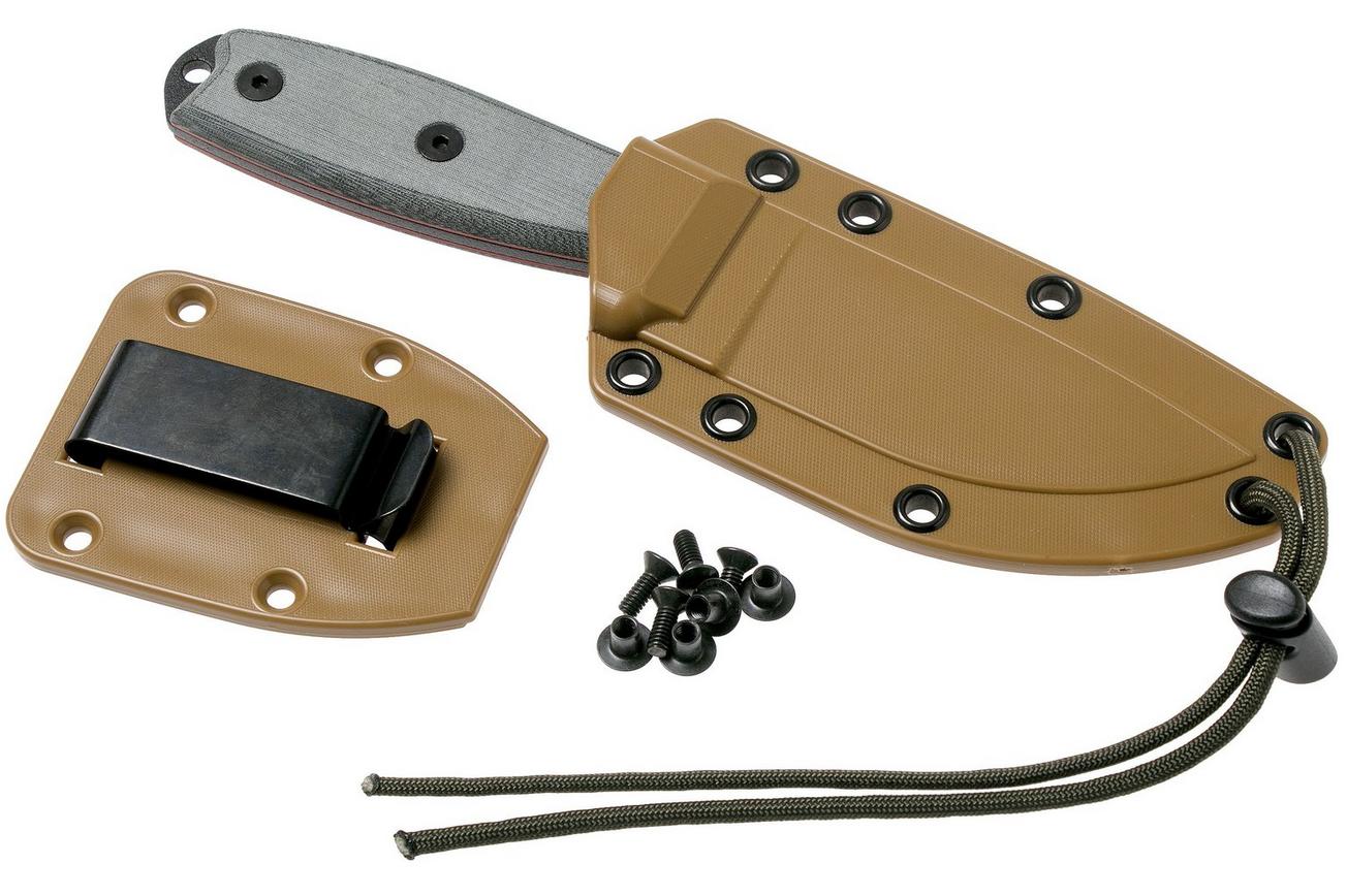 ESEE Model 3 Modified Pommel black blade, grey handle 3PM met schede   clip