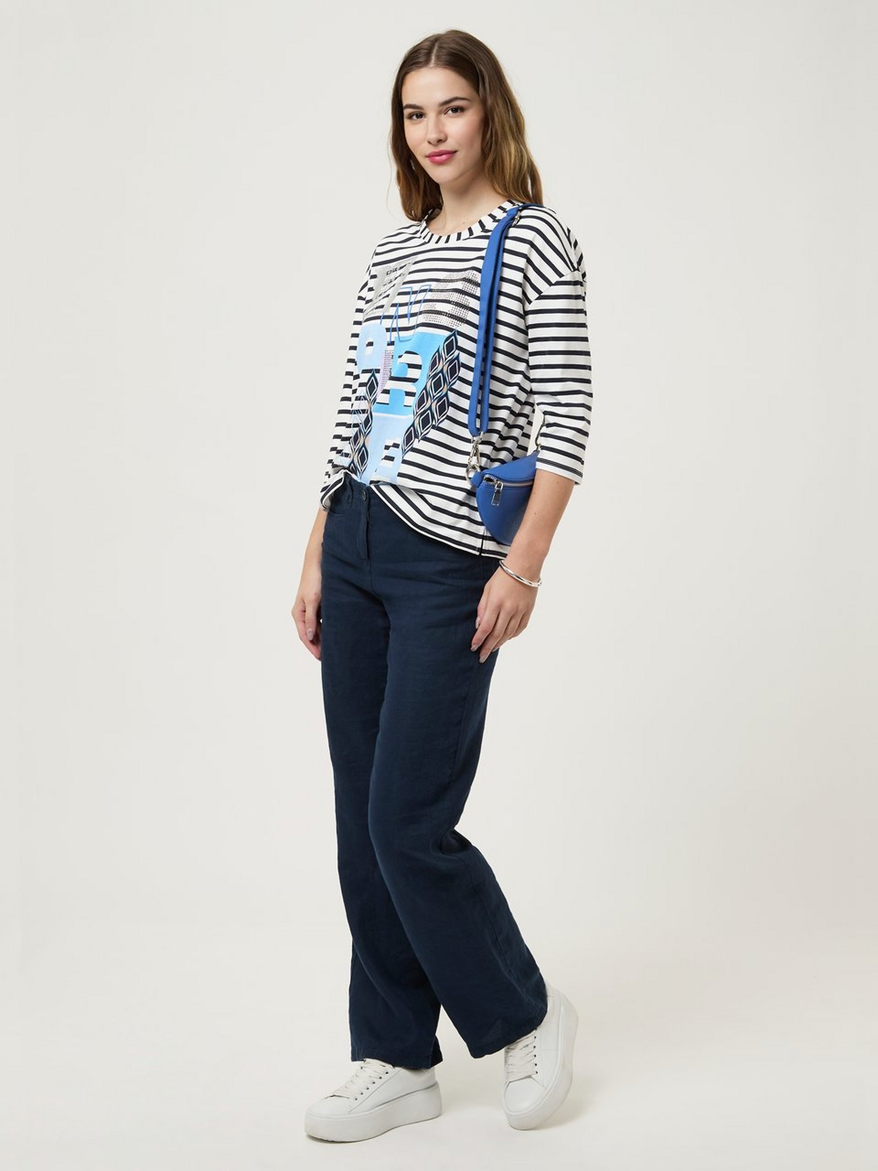 Rundhals-Shirt mit 3/4-Arm
