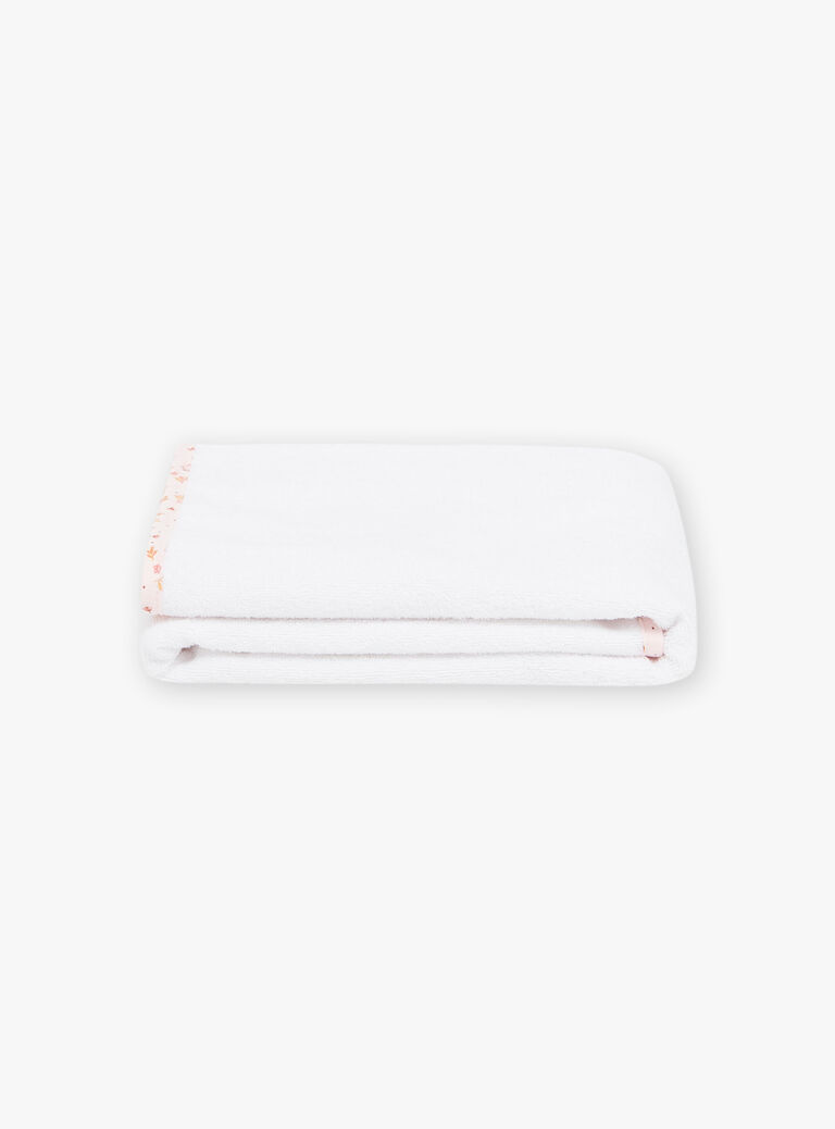 Pointe éponge et gant de toilette écrus à fleurs