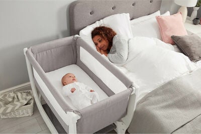 Shnuggle Air Bedside Crib, Stone Grey