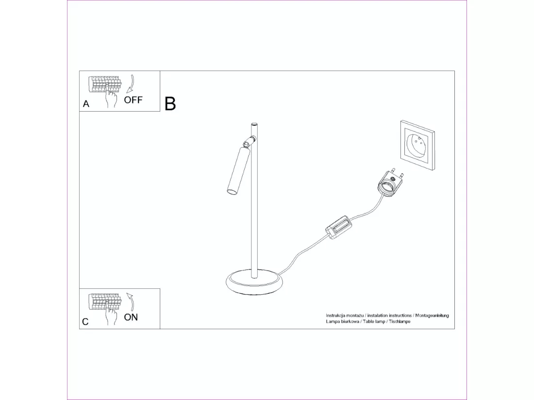 Lampe de bureau Pastelo moderne en acier - 1 sources lumineuses - L.14 x H.43 cm - noir