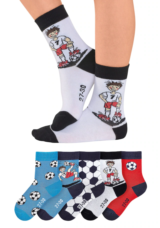 H.I.S Socken Packung, 5 Stk. tlg. mit Fussballmotiven