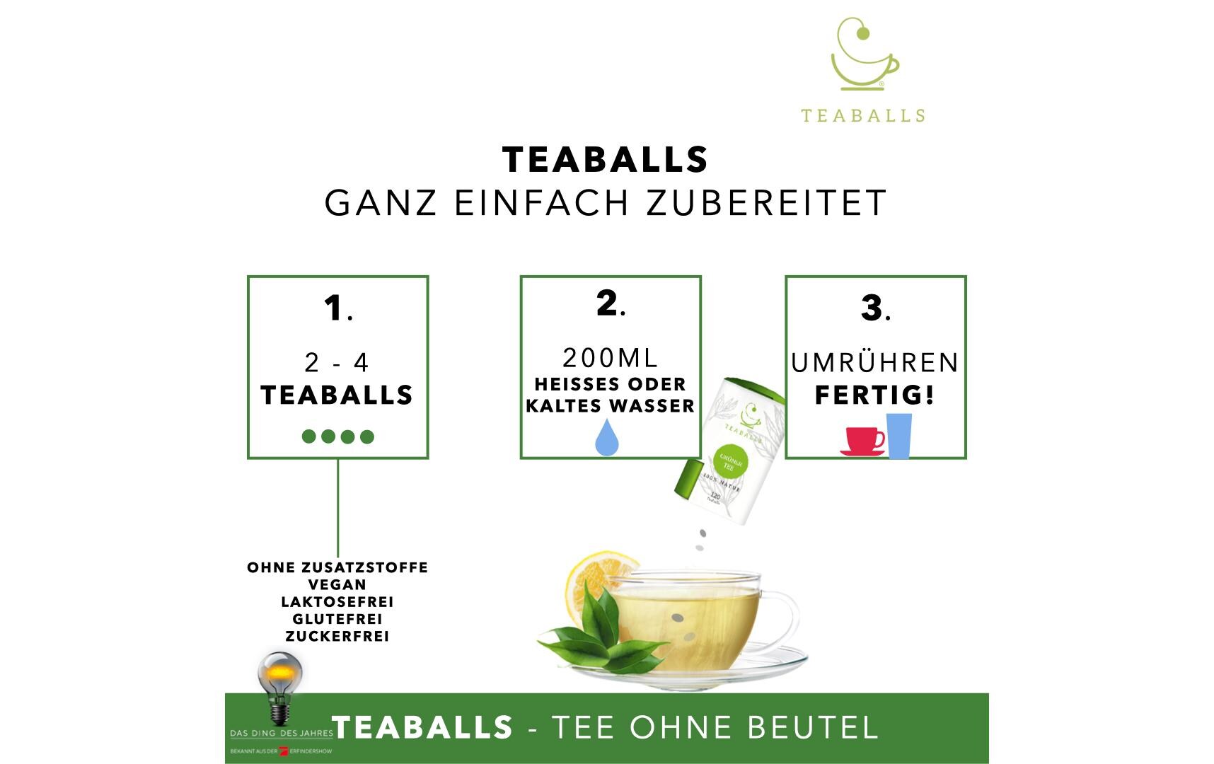 Teaballs Ingwer Naturtrüb 30-75 TassenPraktischer Instant Tee in Tablettenform