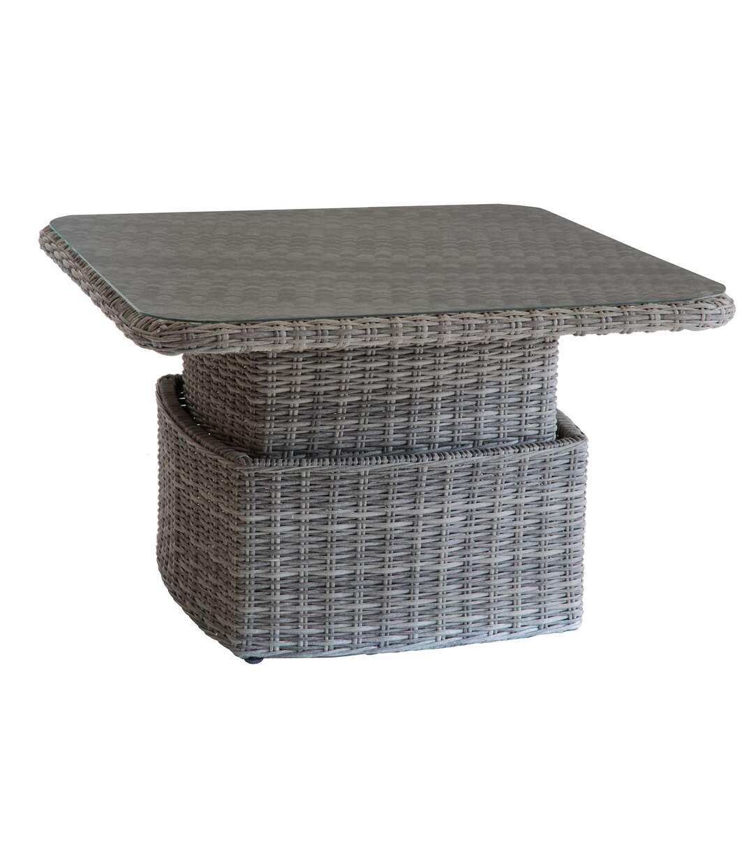 Table basse relevable de jardin en résine tressée Moorea - L. 110 x H. 45 cm - Gris ombre