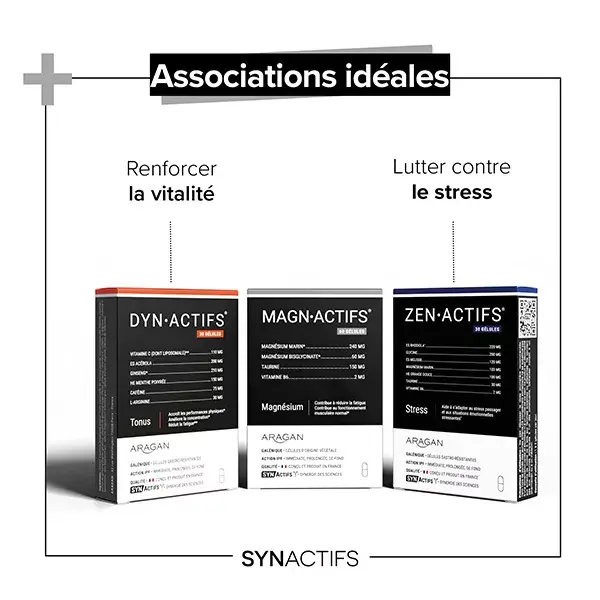 Aragan - Synactifs - Magnactifs® - Fadiga, Estresse - Magnésio - 60 cápsulas