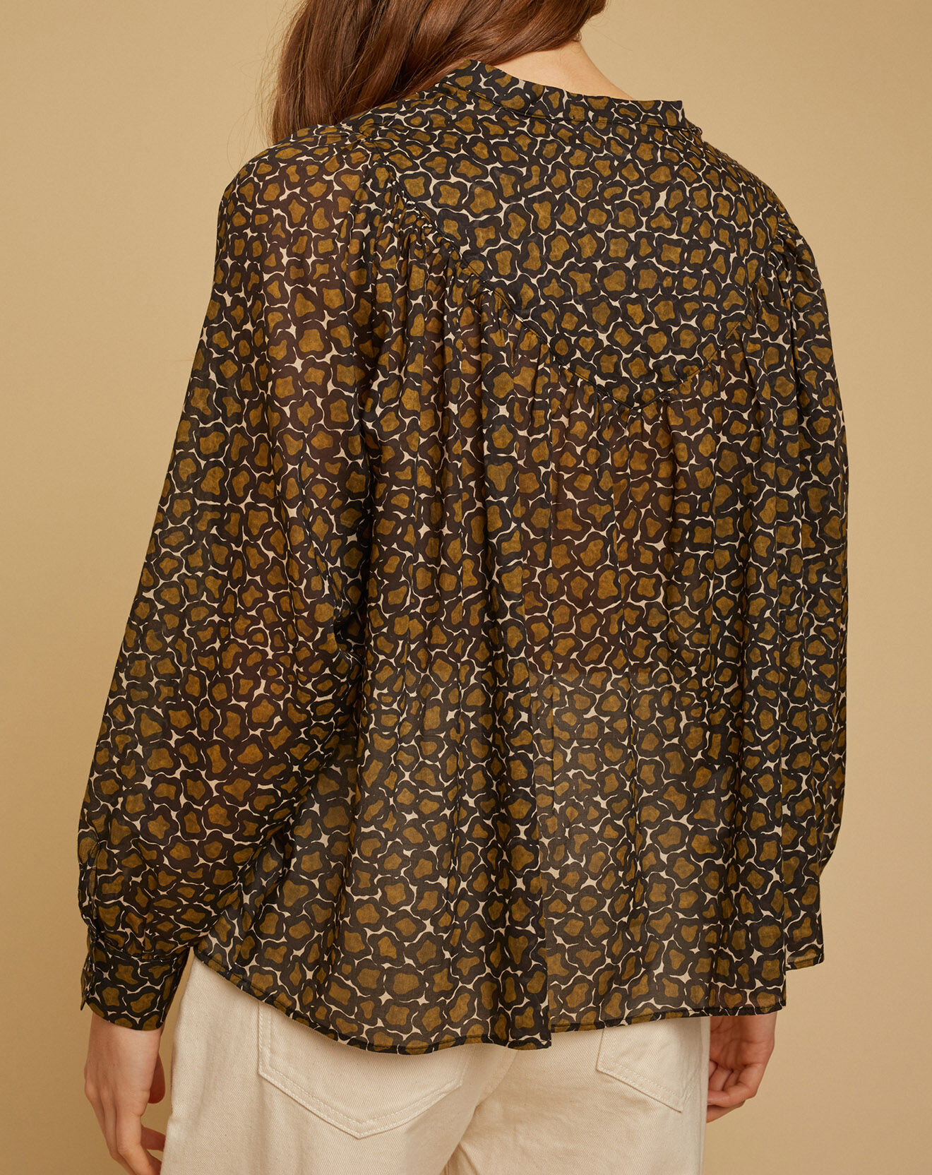 Chloé Stora Blouse ample en Voile de coton Alba imprimée noire