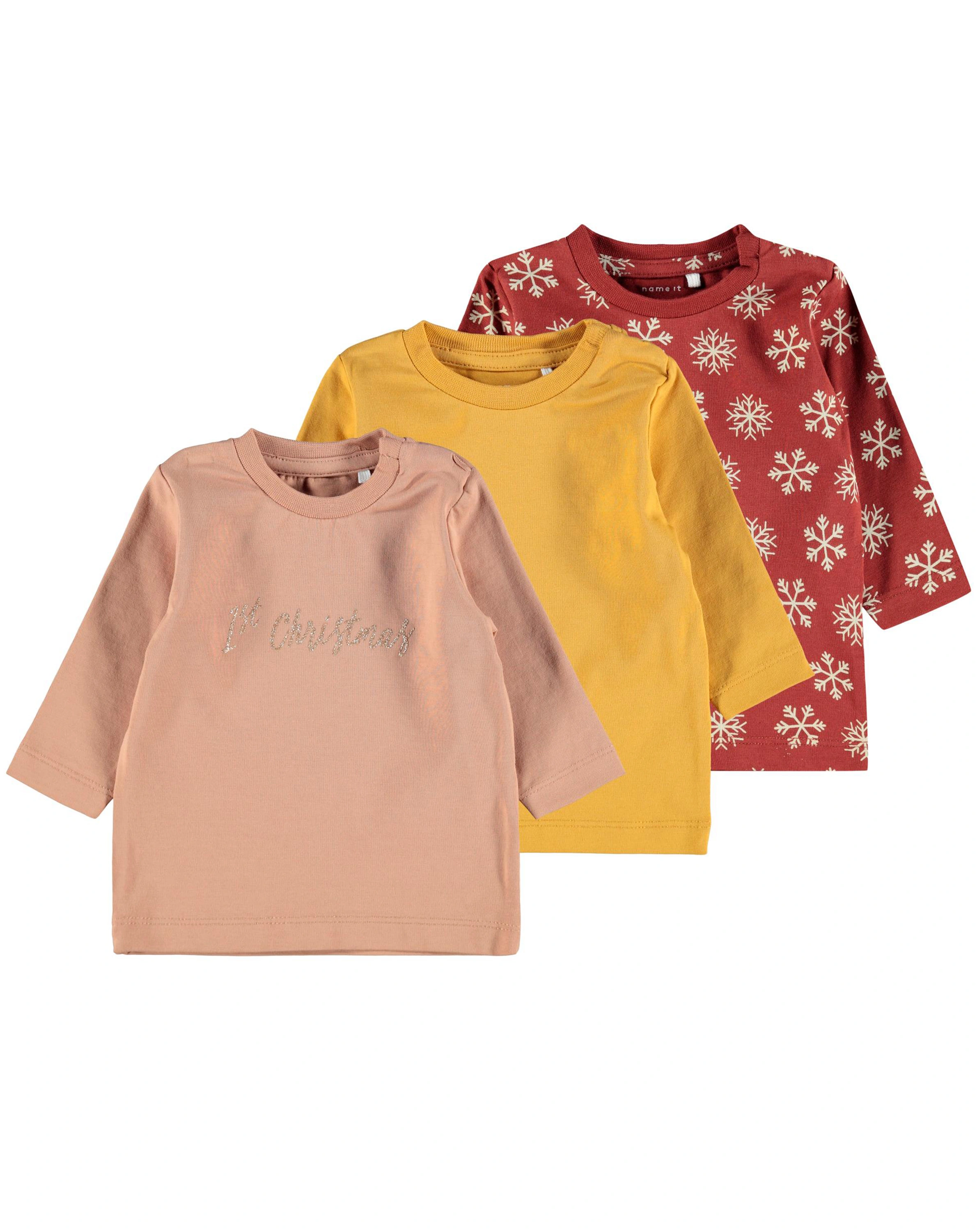 Langarmshirt NBFRIHANNE 3er-Pack in cafe au lait