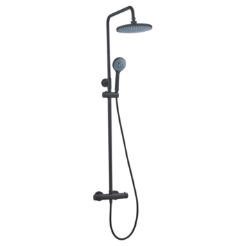 Atlantic regendoucheset Asher met handdouche 3 standen thermostaatkraan zwart - hartafstand kraan 12 cm