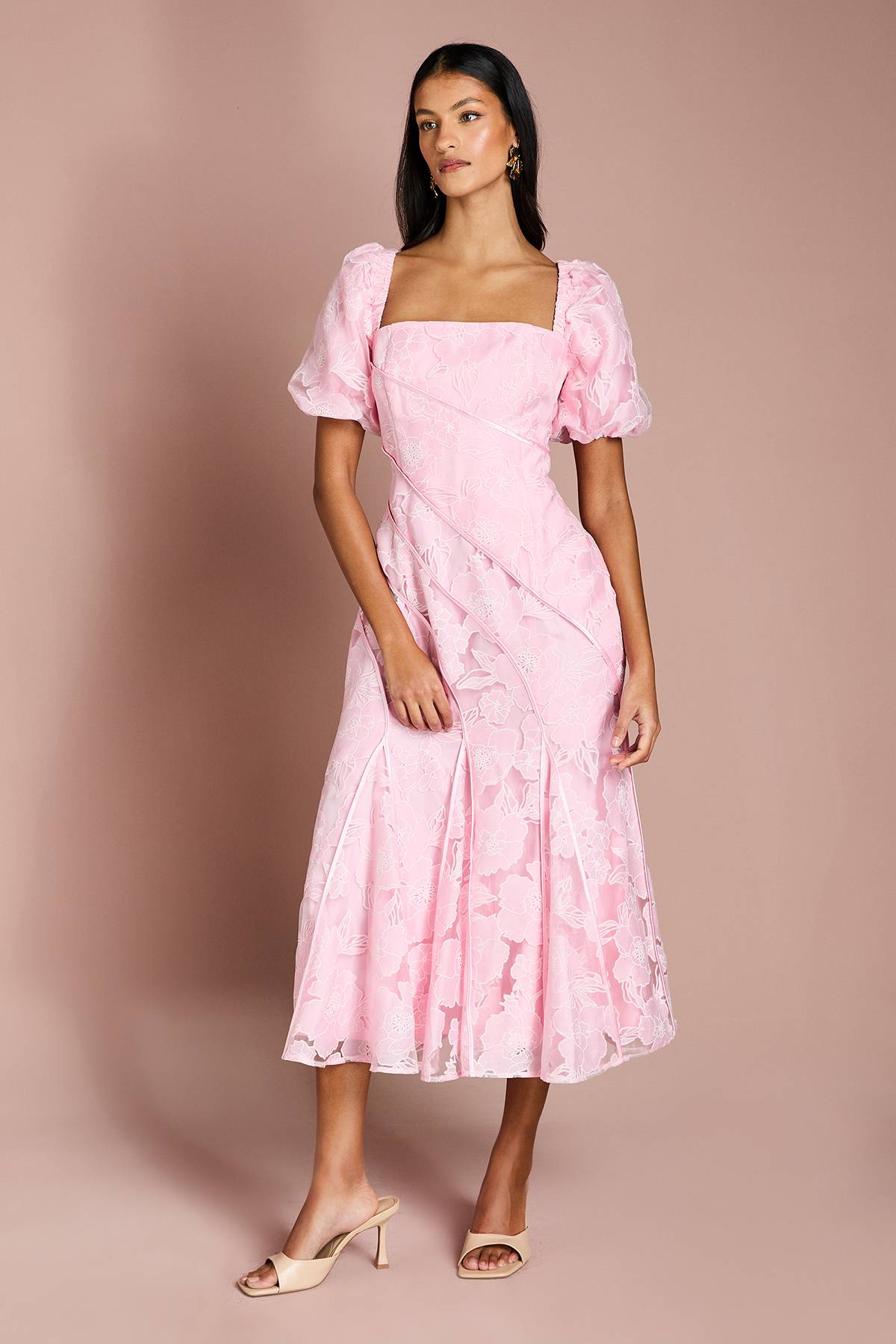 Coast Robe Mi-Longue Jacquard à Panneaux Petite