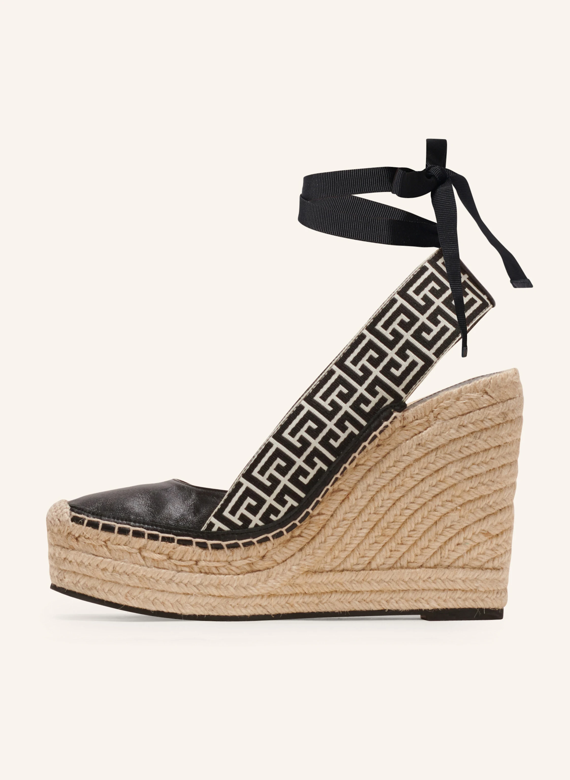 BALMAIN Espadrilles Alex aus Leder und Monogramm-Jacquard