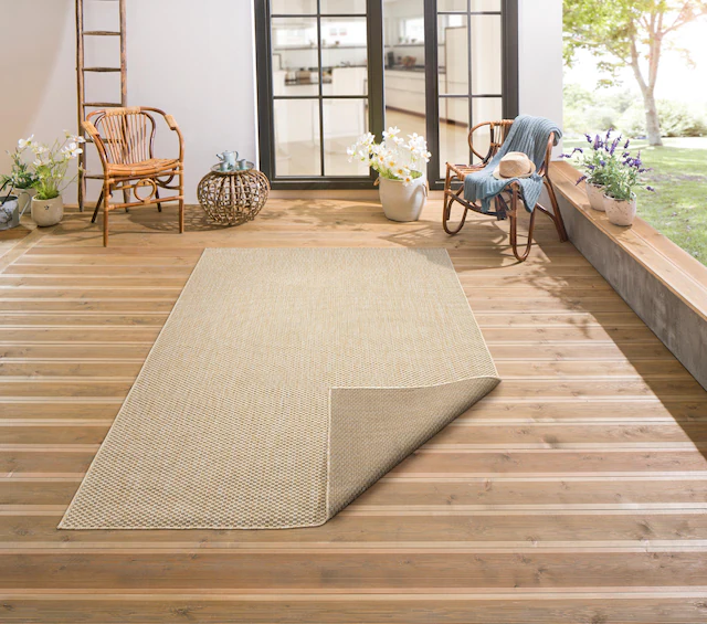 my home Teppich »Rhodos, In-und Outdoor geeignet« rechteckig 3 mm Höhe Sisal-Optik, Wetterfest & UV-beständig, Wohnzimmer, Balkon, Camping