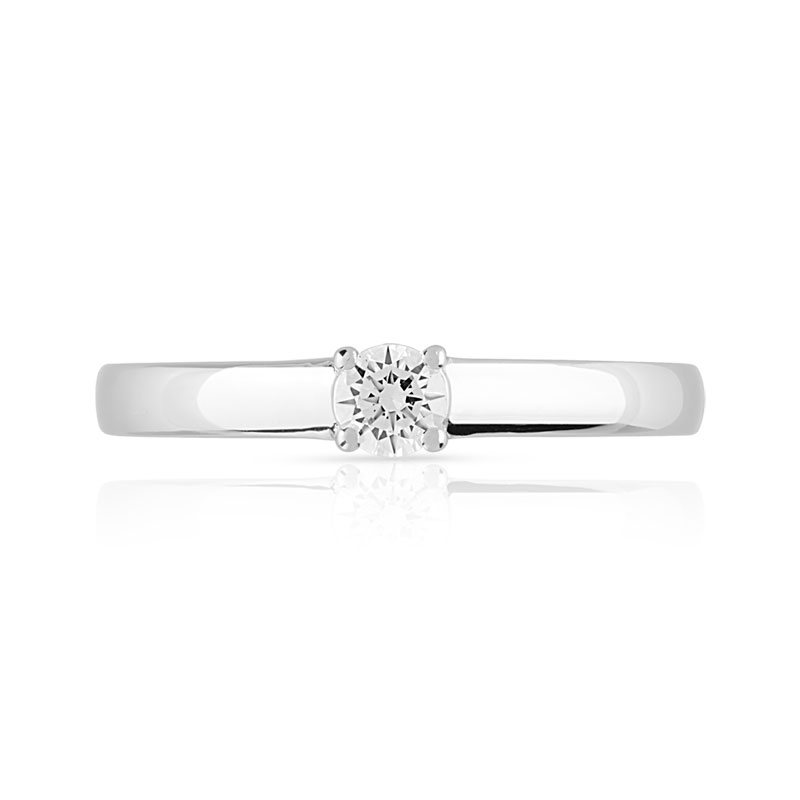 Solitaire or 750 blanc diamant 0,15 carat