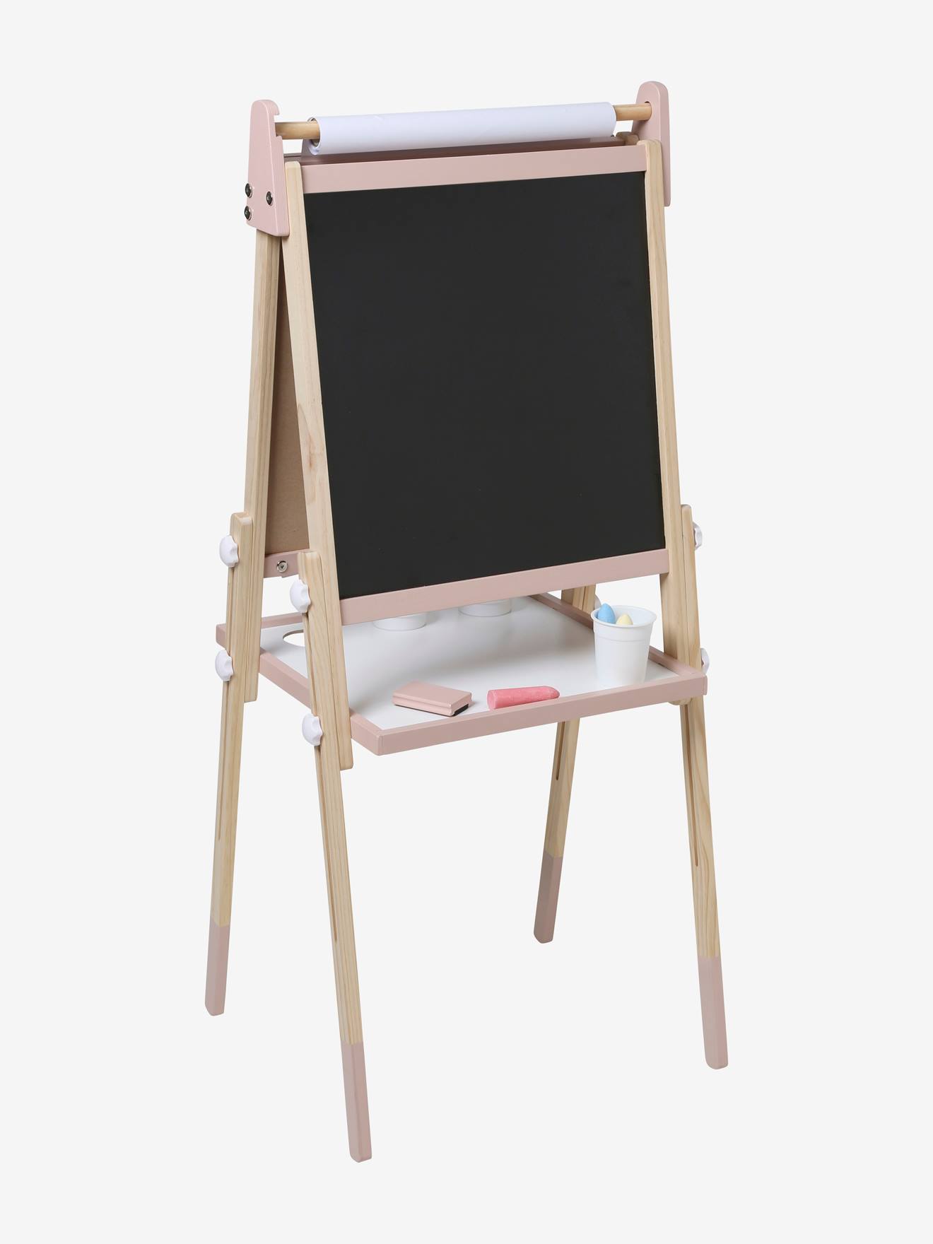 Quadro branco/quadro magnético 3 em 1, dobrável e com altura ajustável, feito de madeira com certificação FSC®, multicolorido.