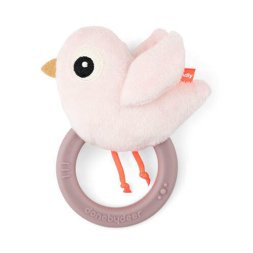 Hochet avec Anneau de Dentition BIRDEE Rose - DONE BY DEER