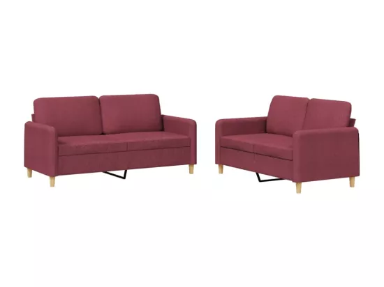 Ensemble de canapés 2 pcs avec coussins Rouge bordeaux Tissu