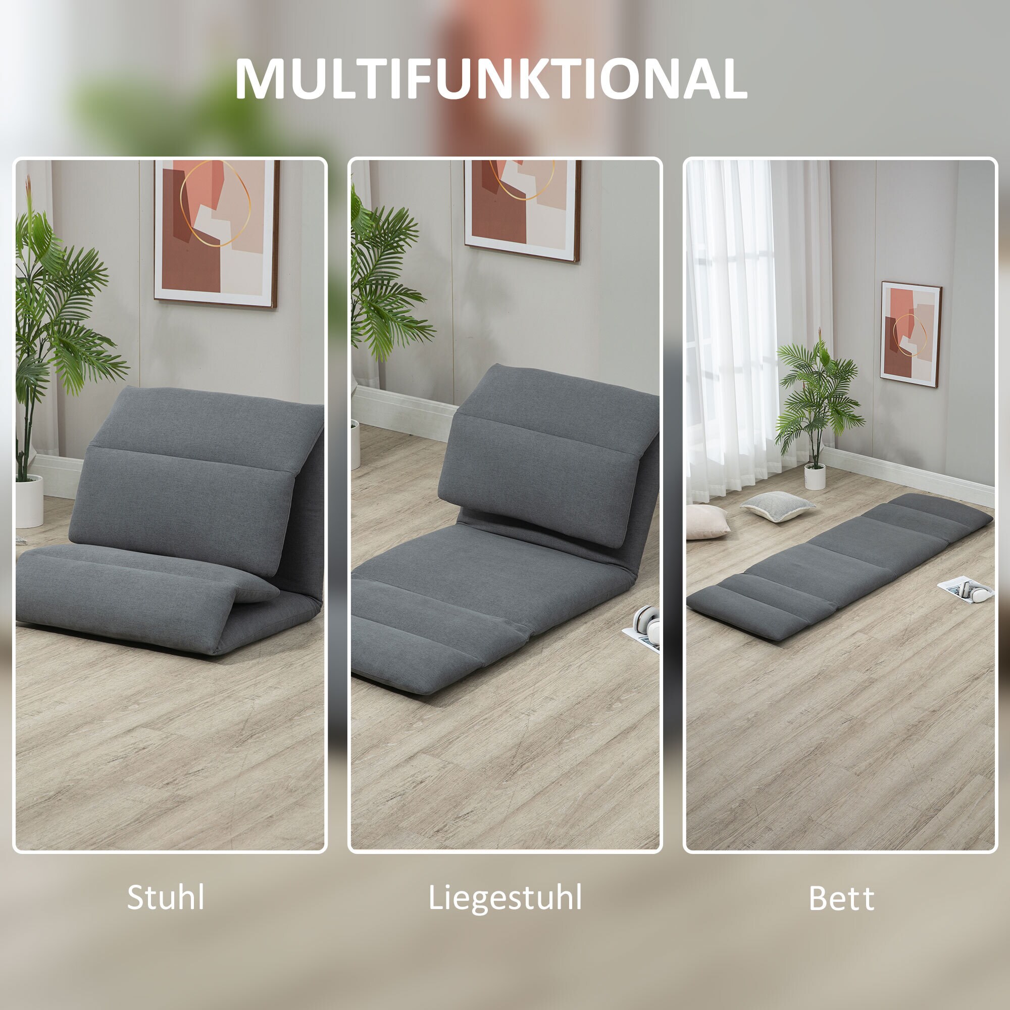 HOMCOM Bodensofa mit Liegefunktion 72L x 71B x 60H cm