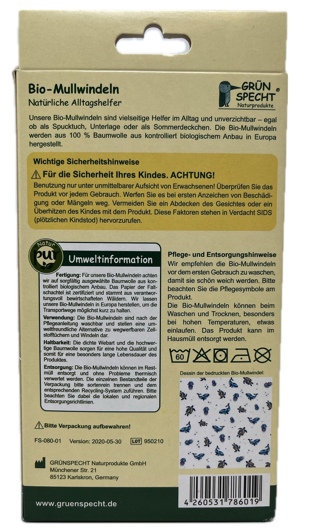 Grünspecht Bio Mullwindeln 