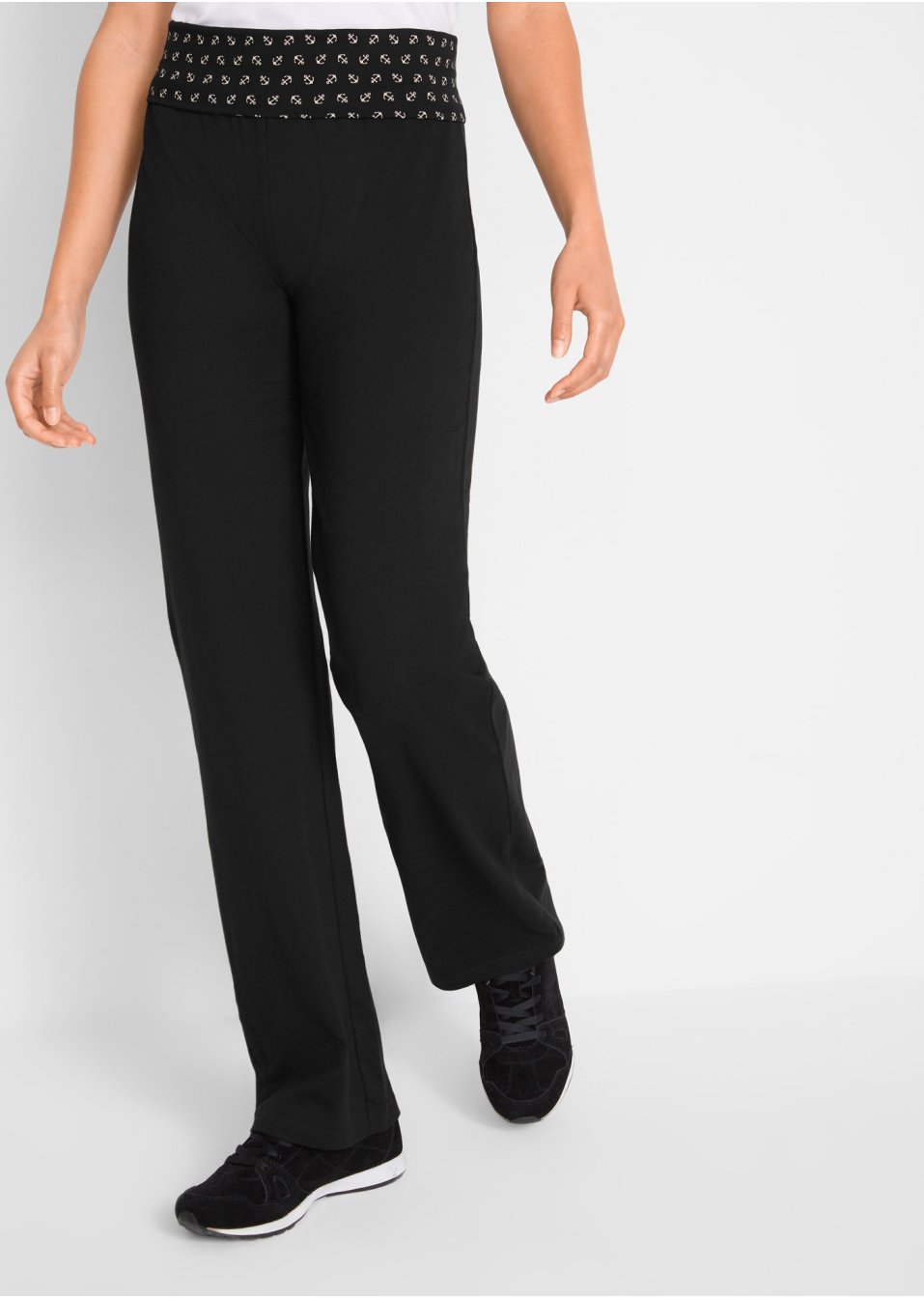 Pantalon fluide avec revers à la taille, Straight