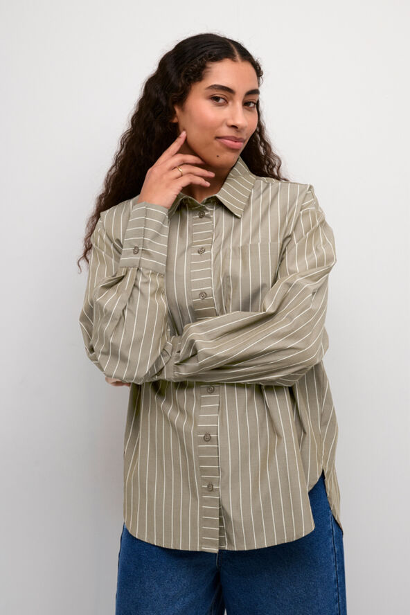 Kaffe KAjerrie Shirt Brown melange, white stripe