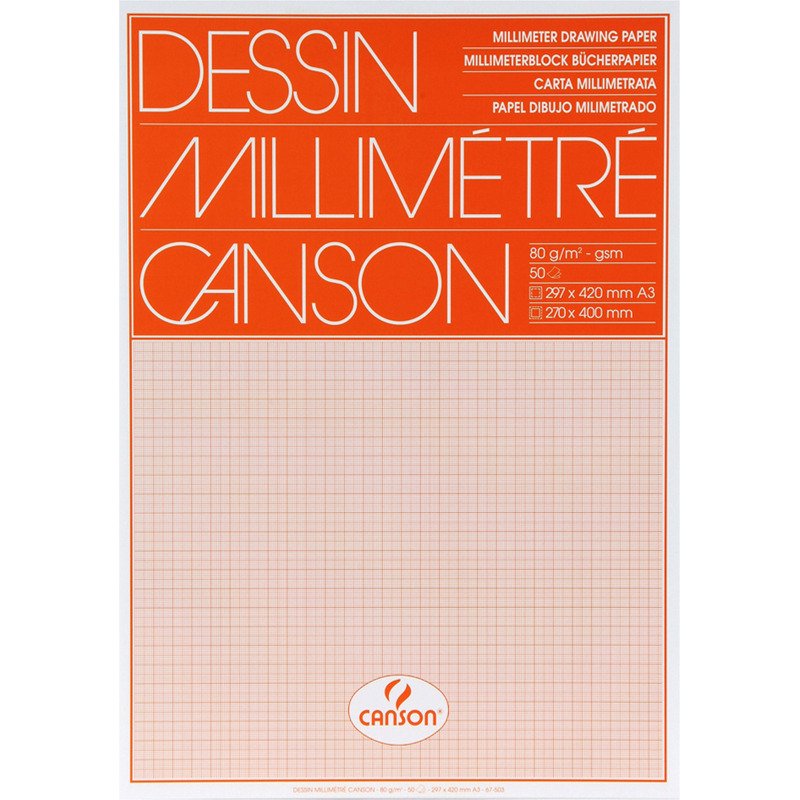 Papier millimétré canson papier blanc sans grain 100g 50x65cm unicolore bistre