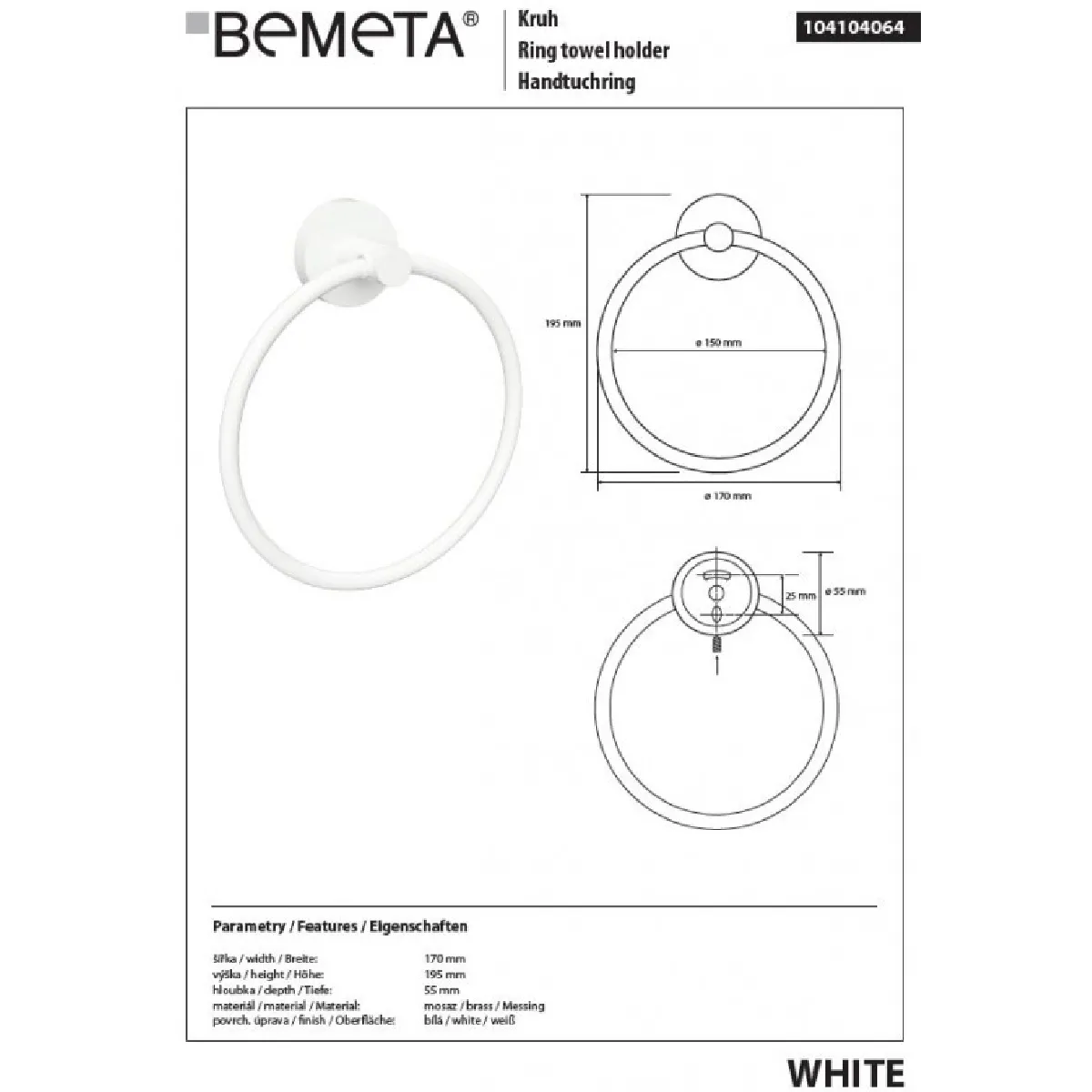 Bemeta - Maison De La Tendance Bemeta WHITE - Laiton