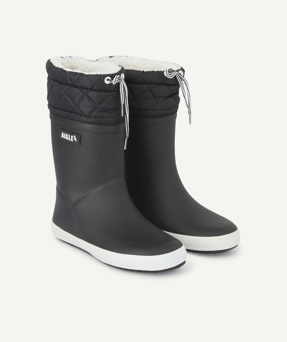 AIGLEBOTTES EN CAOUTCHOU NOIRES ENFANT FOURRÉES