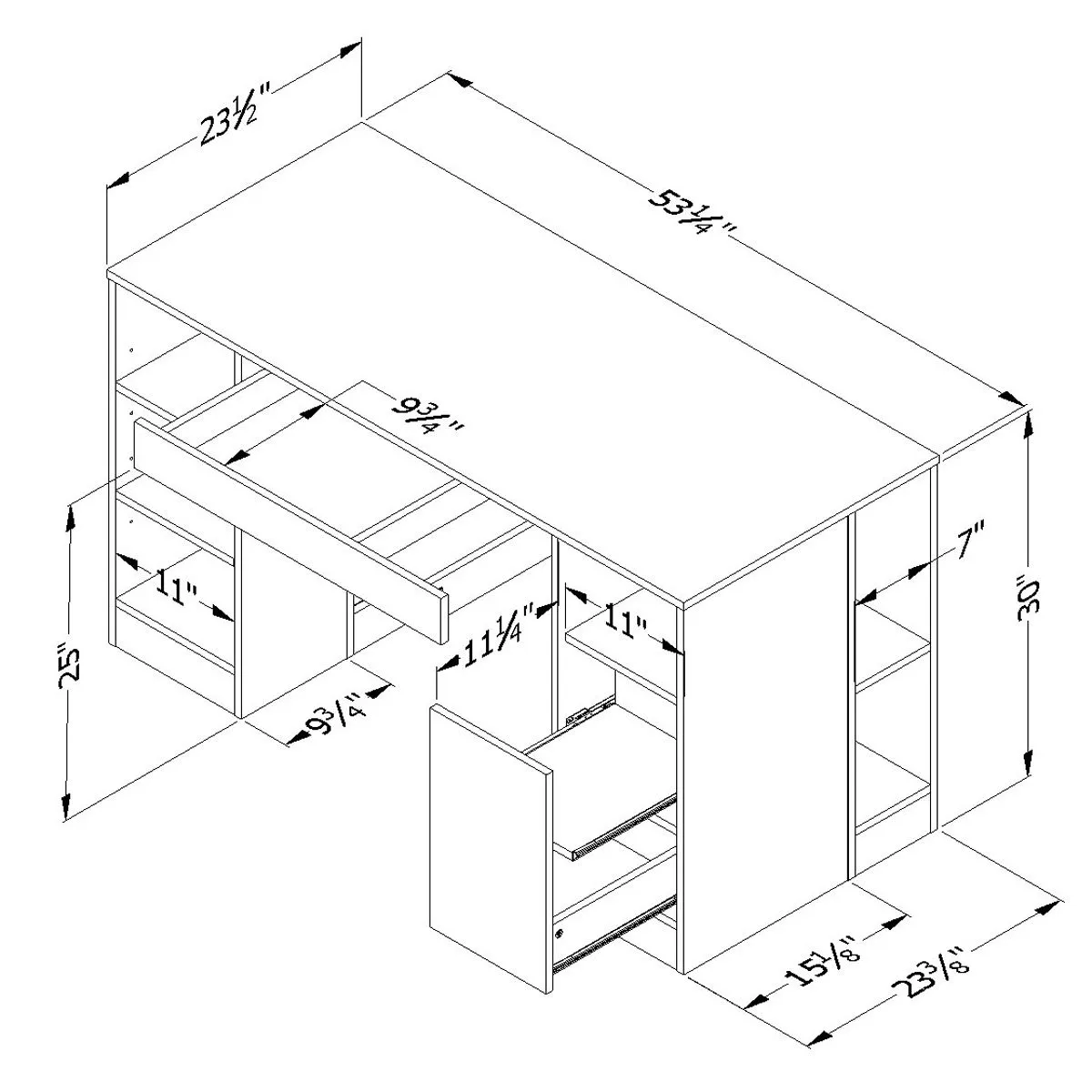 South Shore Table de Travail Crea - Blanc Solide
