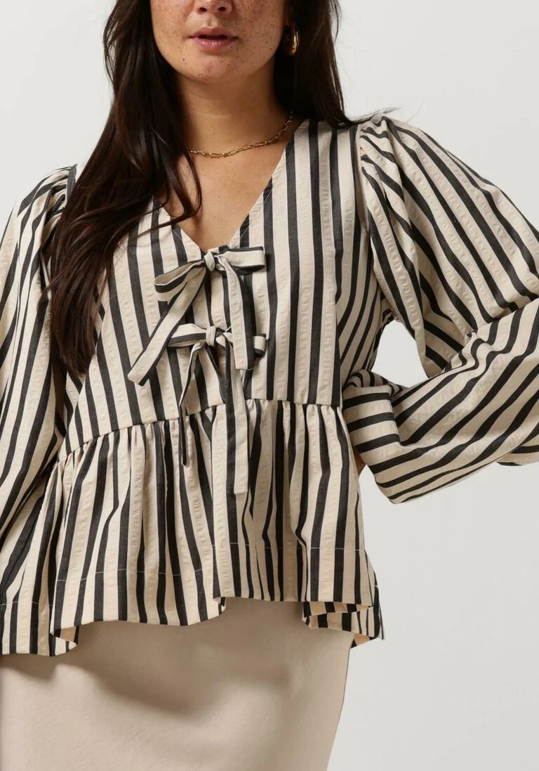 NEO NOIR blauw/wit gestreepte neo noir blouse bessie contrast stripe blouse