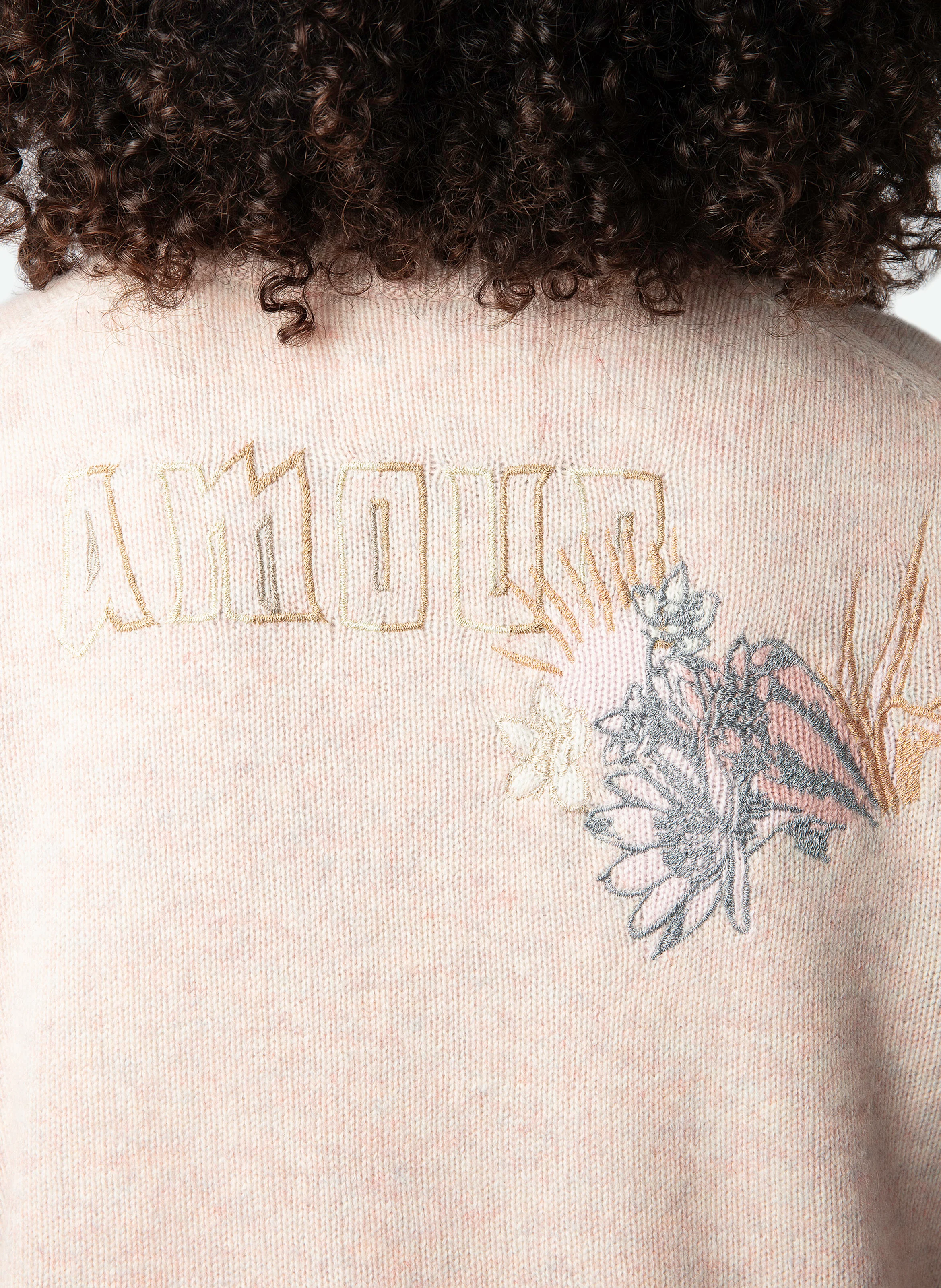 MARKUS - Pull brodé en cachemire | Rose