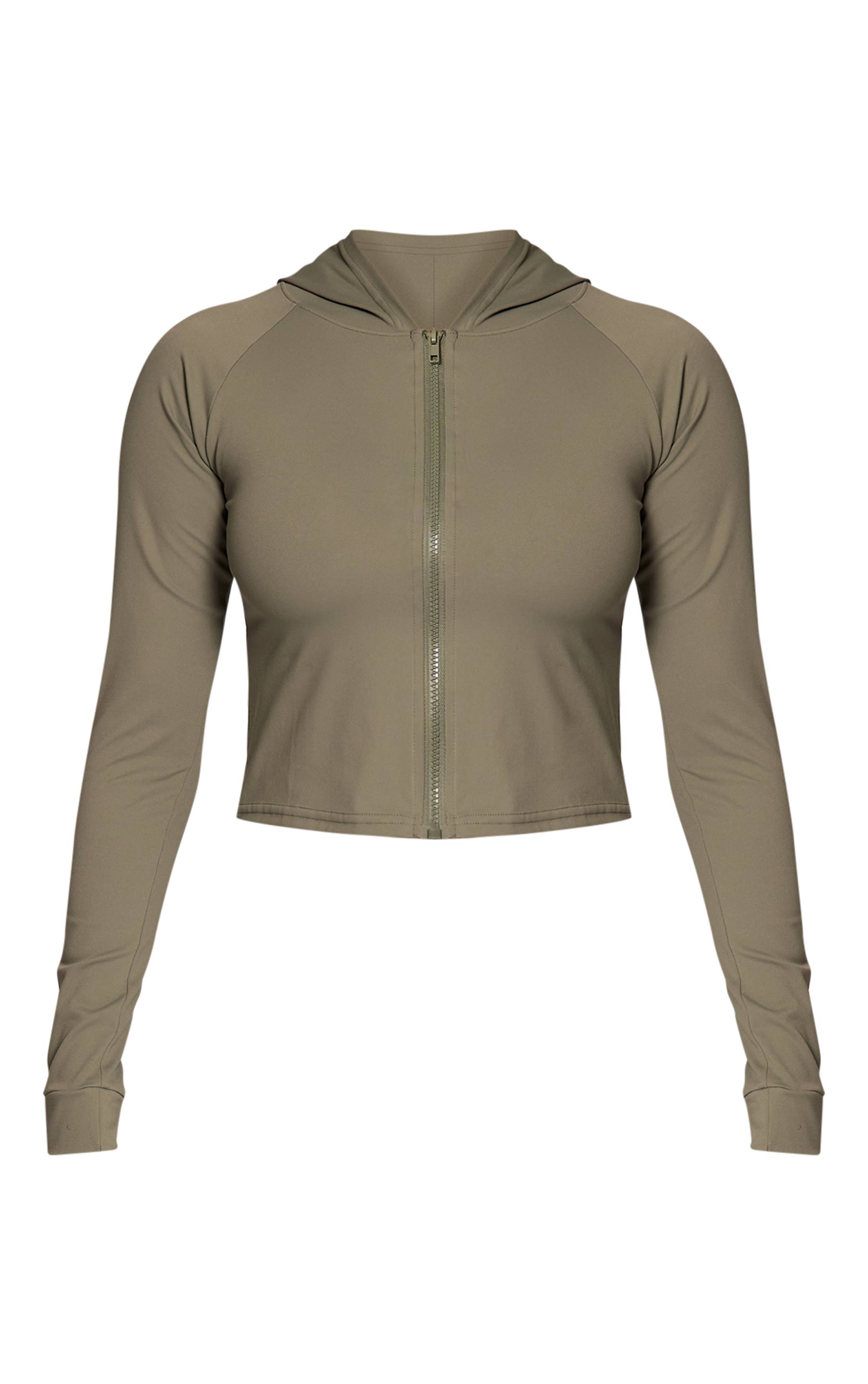 Vert Olive Veste De Sport À Casynthétiqueche Sculptante Manches Longues