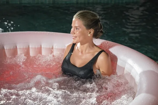 Bestway 60009, 669 L, 4 person(er), Rund, Boble/Jet massage, Acrylonitrilbutadienstyren, PVC, Grå, Hvid