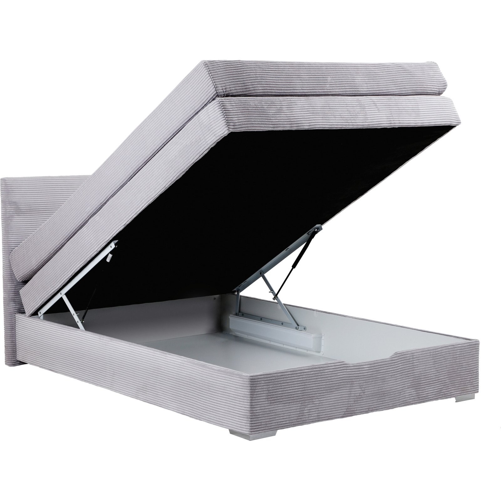 Boxspringbett Porto Cordstoff hellgrau 140 x 200 cm