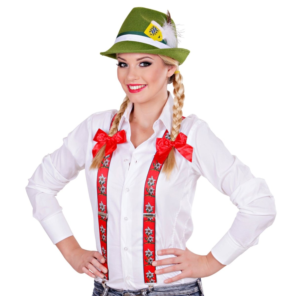 Oktoberfest Bretels Rood Met Edelweiss