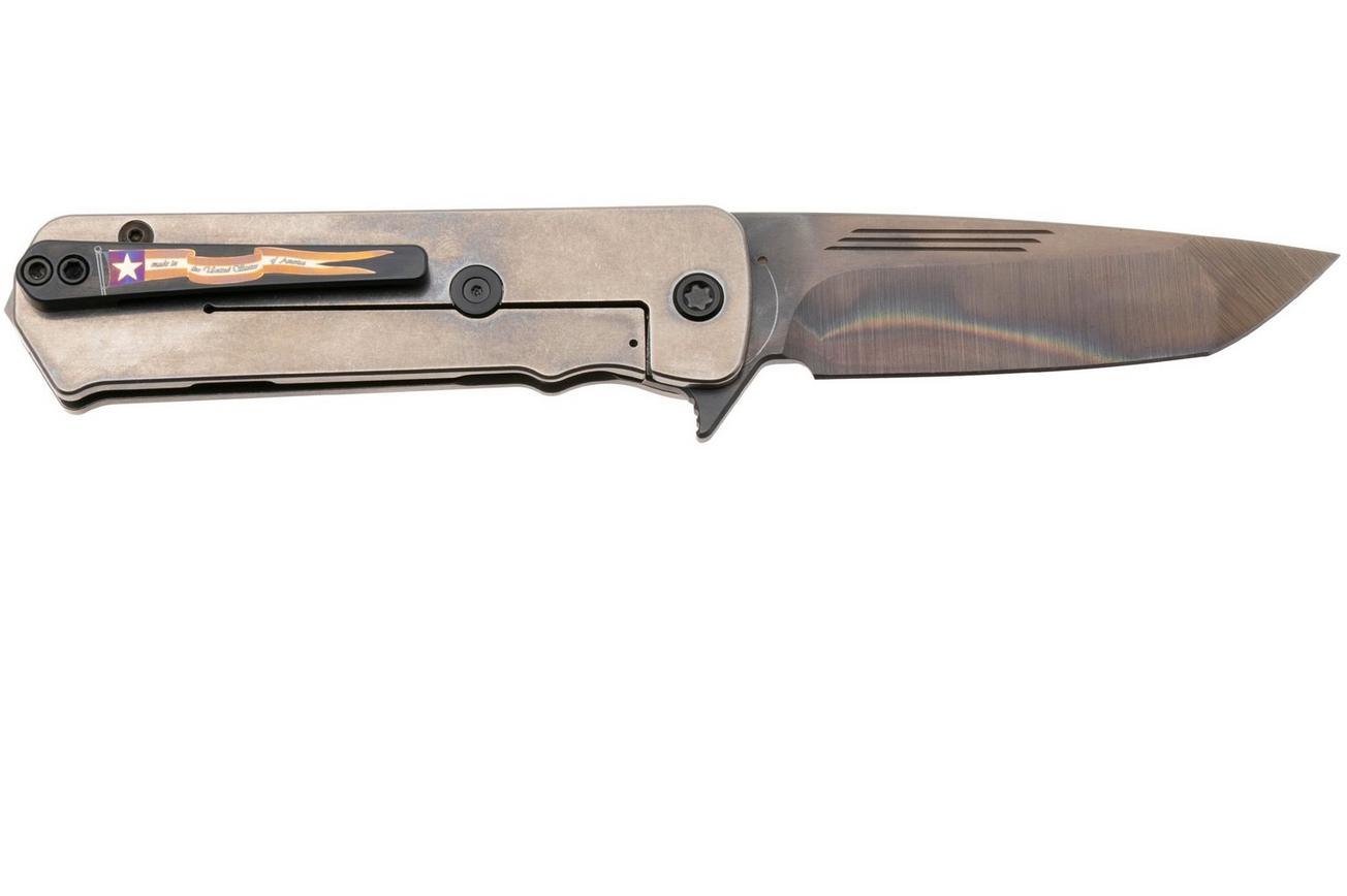 Medford TFF-4 25-TFF4-03, Vulcan S45VN Tanto, Tumbled Titanium Handle, Black G10 Inlay Handle, Black Hardware zakmes