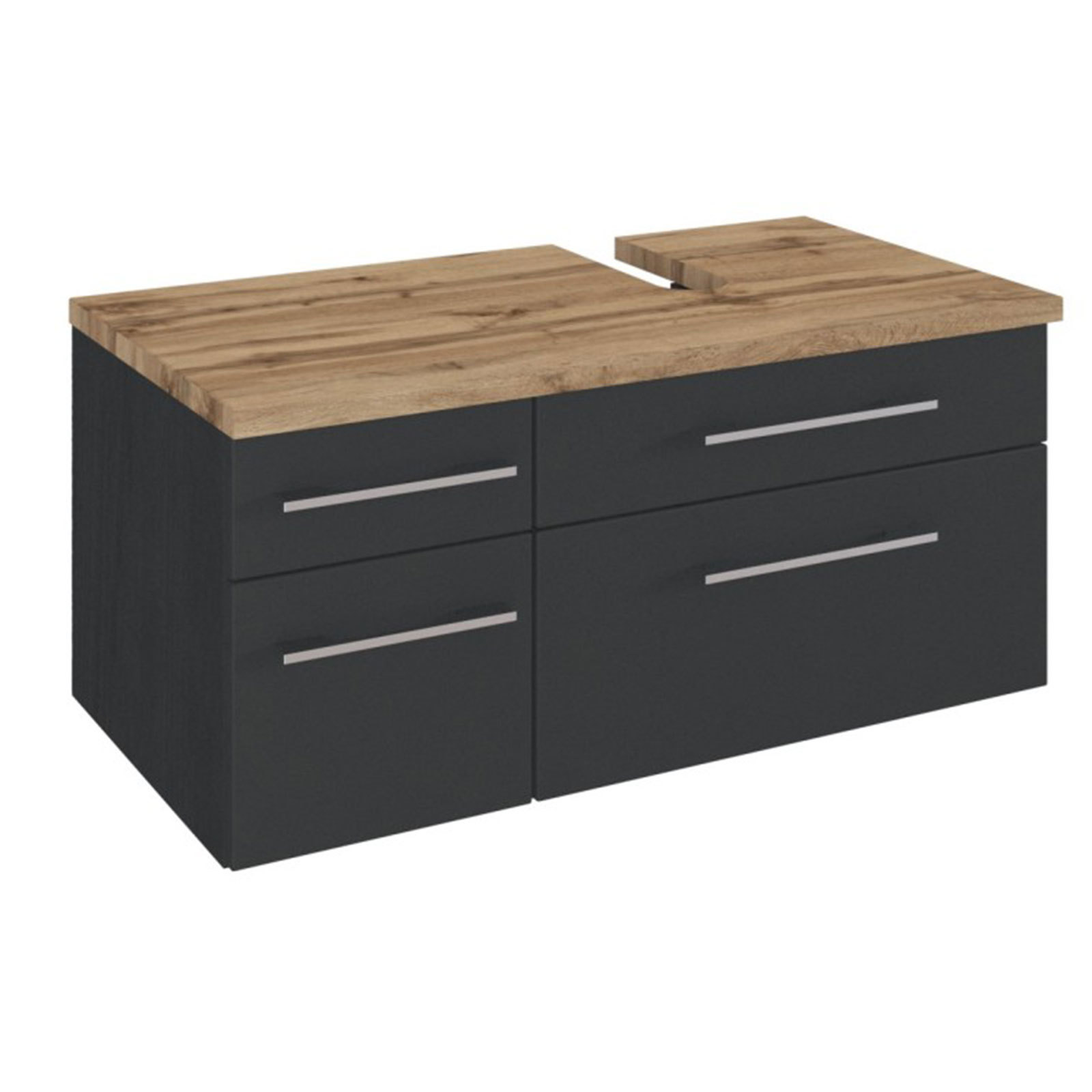Unterbeckenschrank DAVOS - grafitgrau - Wotaneiche - 90 cm breit - rechts