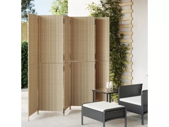 Cloison de séparation 6 panneaux beige résine tressée
