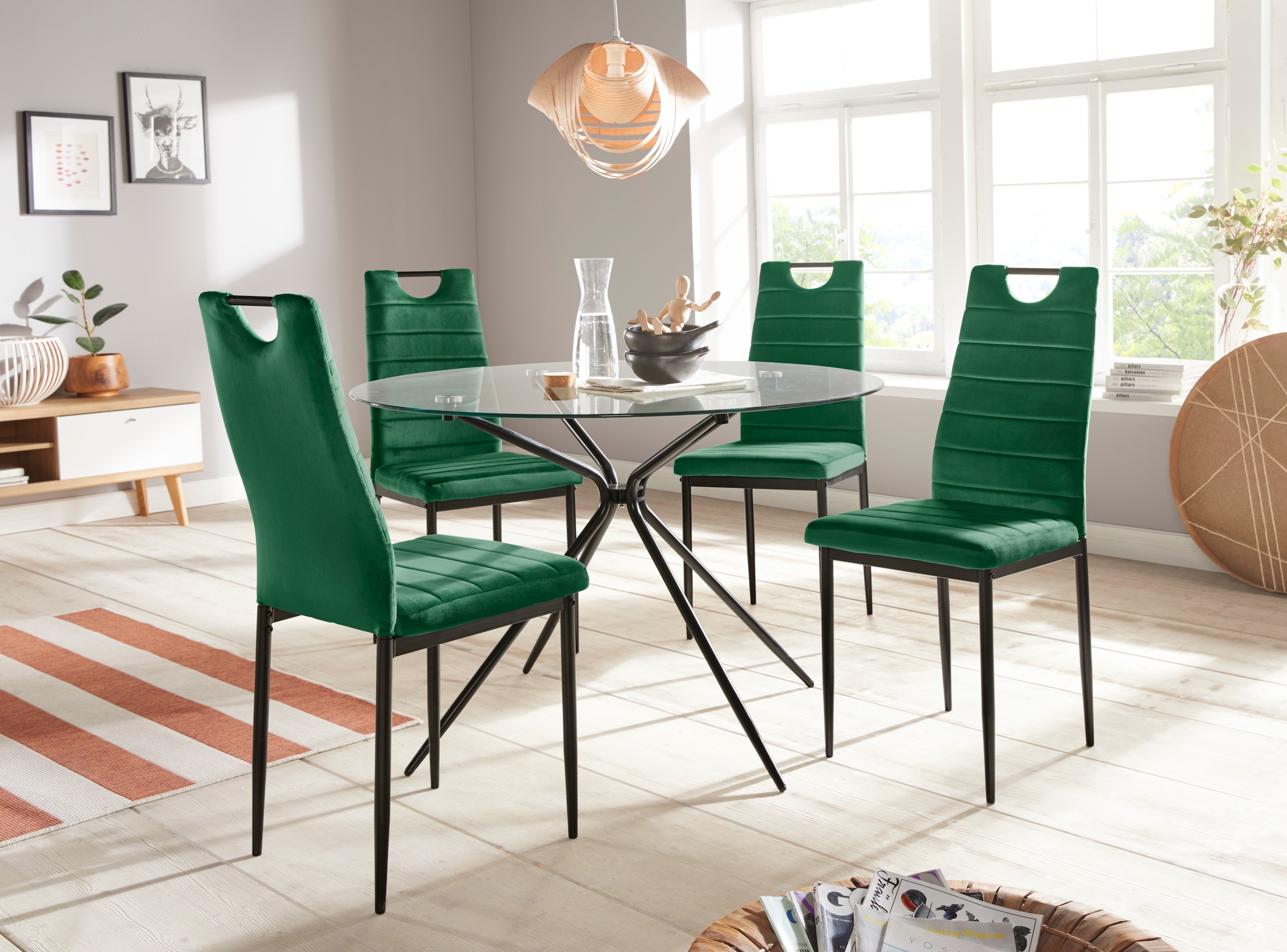 INOSIGN Glastisch »Silvi, TOPSELLER!« Esstisch, Glastisch, OTTOs Choice,  rund, Ø 110 cm, schwarzes Metallgestell