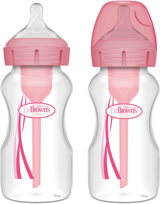 Dr. Brown's Options+ Vid Hals Tåteflaske 270 ml 2-Pakk, Rosa