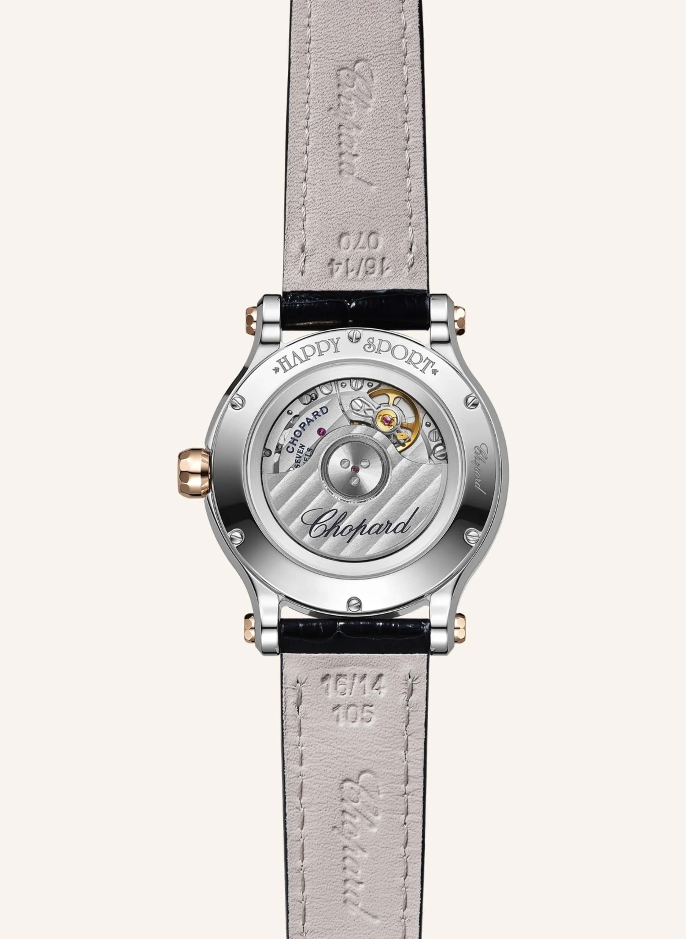 Chopard Uhr HAPPY SPORT Uhr mit 33 mm Gehäuse, Automatik, 18 Karat Roségold, Edelstahl und Diamanten