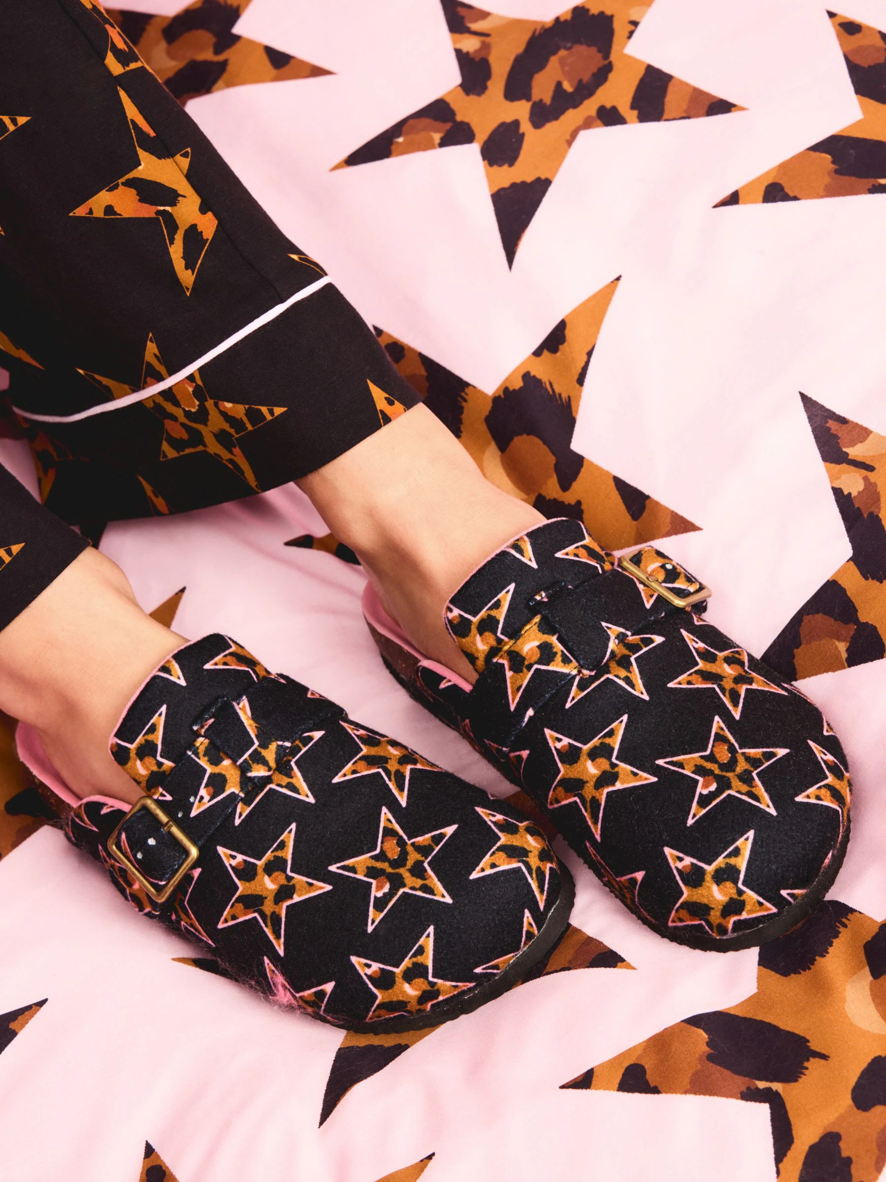 Eleanor Bowmer Leopard Star Mule Slippers
