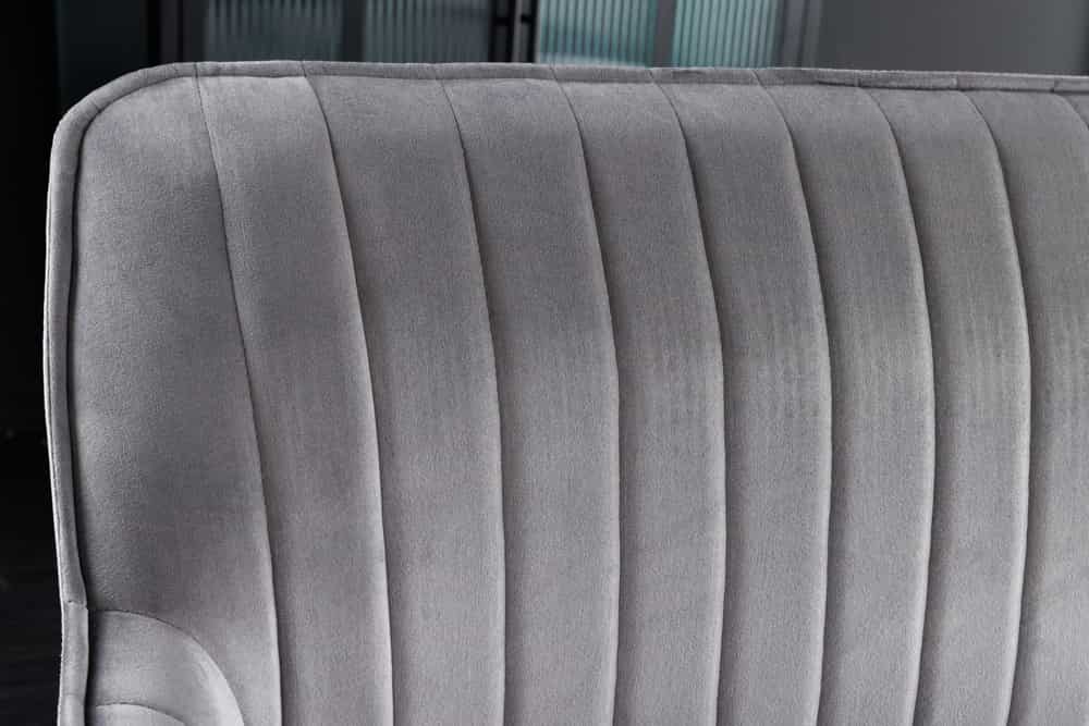 Design Sitzbank TURIN 160cm silbergrau Samt schwarz Metall Armlehne