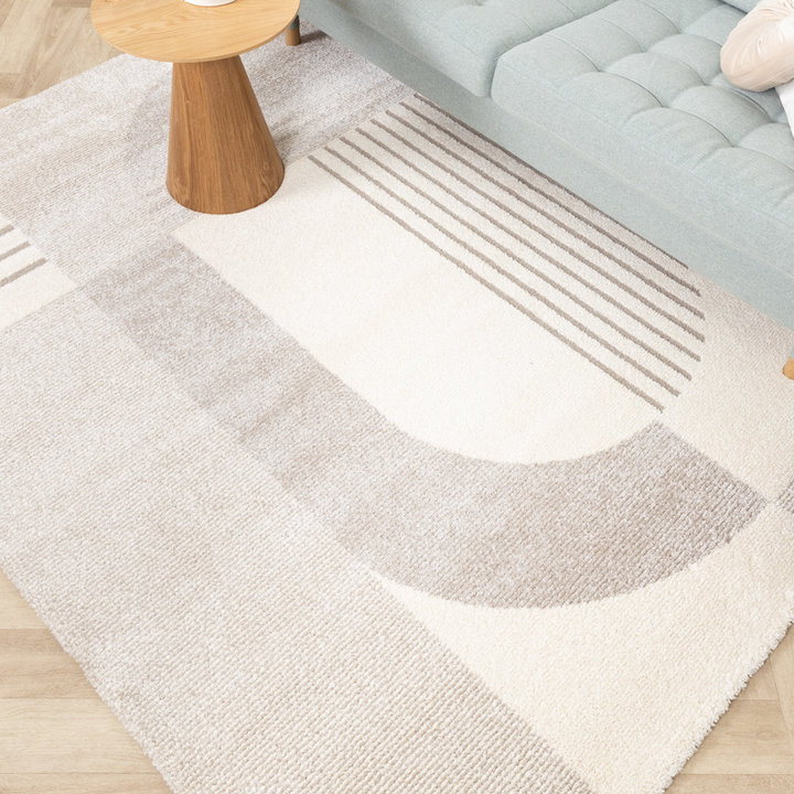 Hoogpolig vloerkleed - Serene Shapes Creme | Vredig!