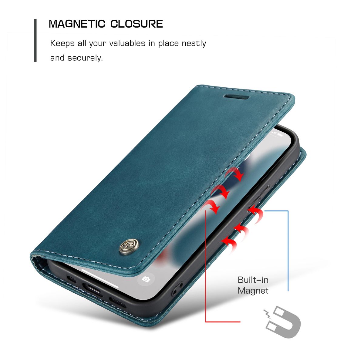 Hülle Handy Schutz für Apple iPhone 13 Case Flip Cover Tasche Etuis Bumper Blau
