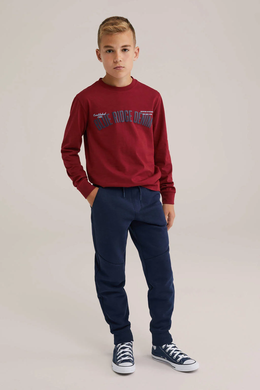 WE Fashion Blue Ridge longsleeve donkerrood