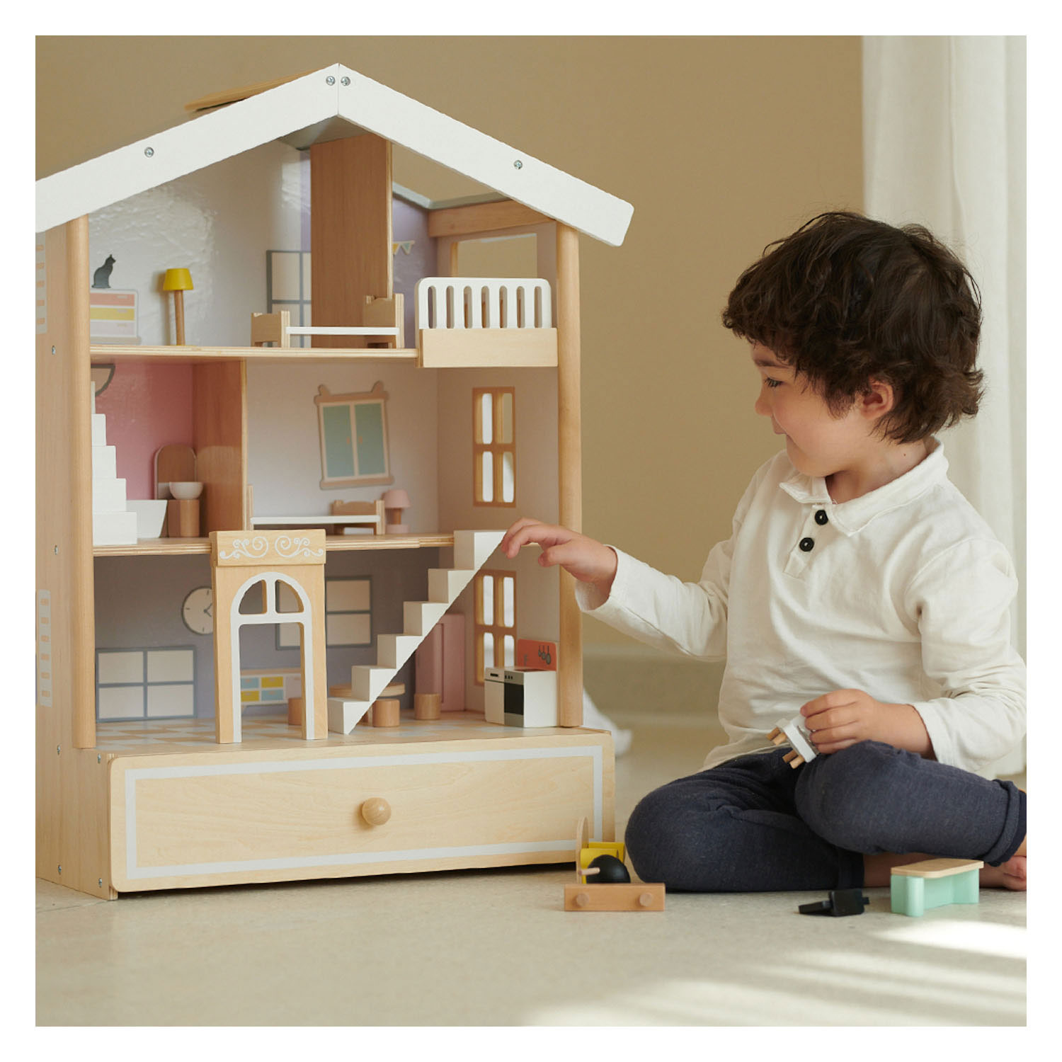 Classic World Happy Villa Houten Poppenhuis, 28dlg.
