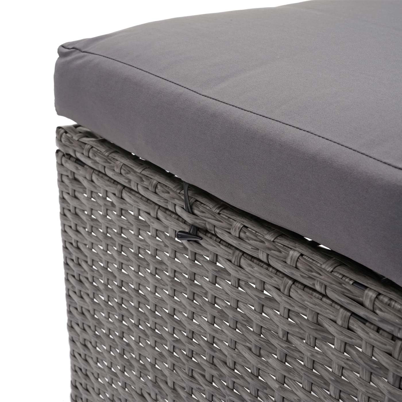 Poly-Rattan Sitzbank MCW-G16, Gartenbank Rattanbank, Gastronomie 112cm ~ grau, Kissen dunkelgrau