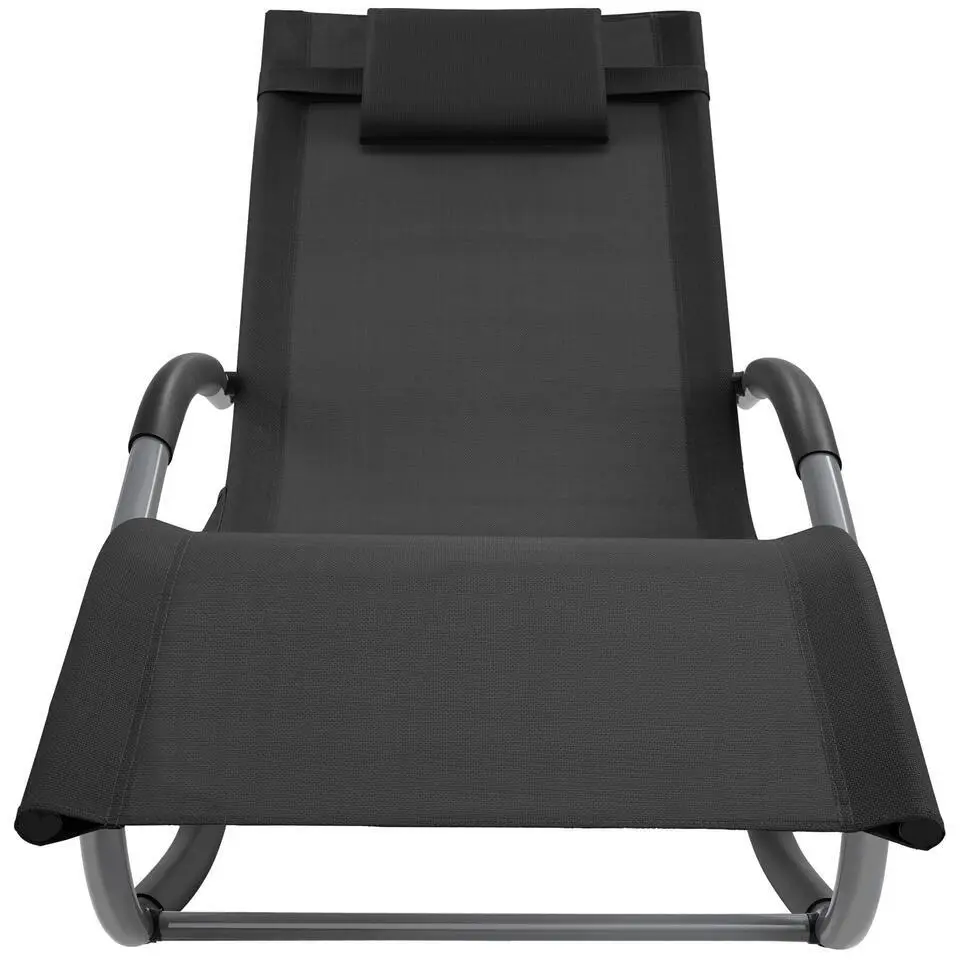 tectake Ligstoel Taya, ergonomisch, schommelfunctie, Zwart