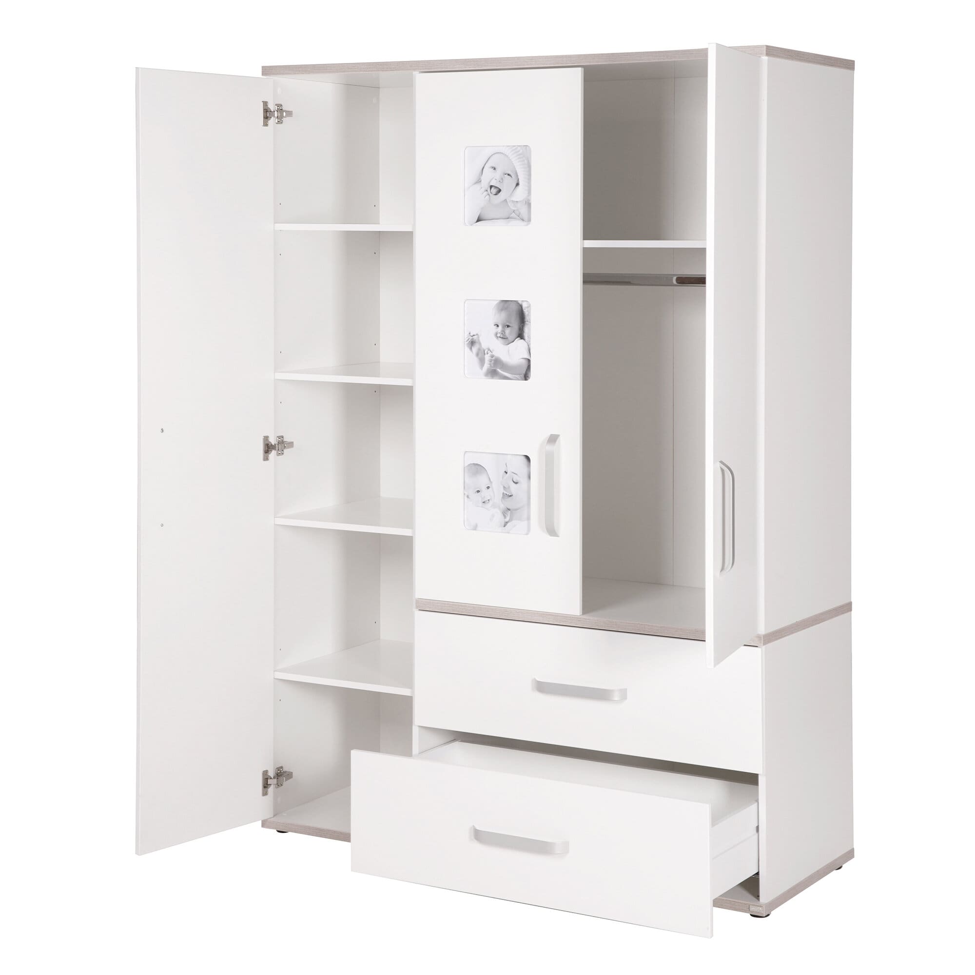 roba Kinderzimmerset 'Moritz', 3-teilig, mit Kinderbett ca. 70 x 140 cm, Wickelkommode & Schrank, weiß