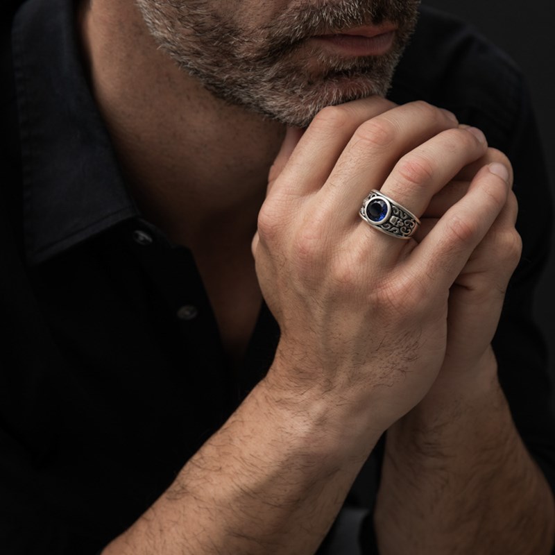 Bague Homme Argent Tête De Mort Noire Solo Skulls
