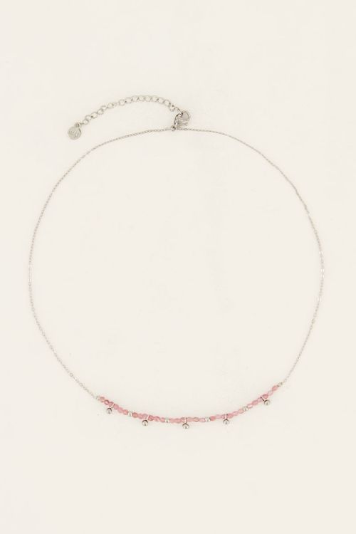 Vintage ketting met roze kralen & bolletjes